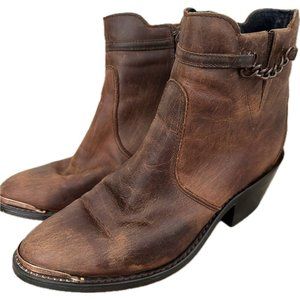 Durango Womens Ankle RD864 Boots Size 6M Brown Leather Zip Cowboy Western 13245W